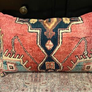 Loloi Artisan Red and Blue Geometric Accent Pillow